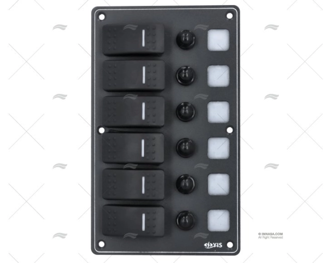 PAINEL INTERRUPTOR. 6P 12/24V 114x191x75mm
