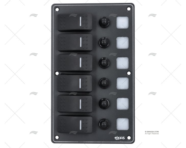 PAINEL INTERRUPTOR. 6P 12/24V 114x191x75mm