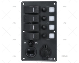 SWITCH PANEL 4P 12/24V 114x191x75mm USB+