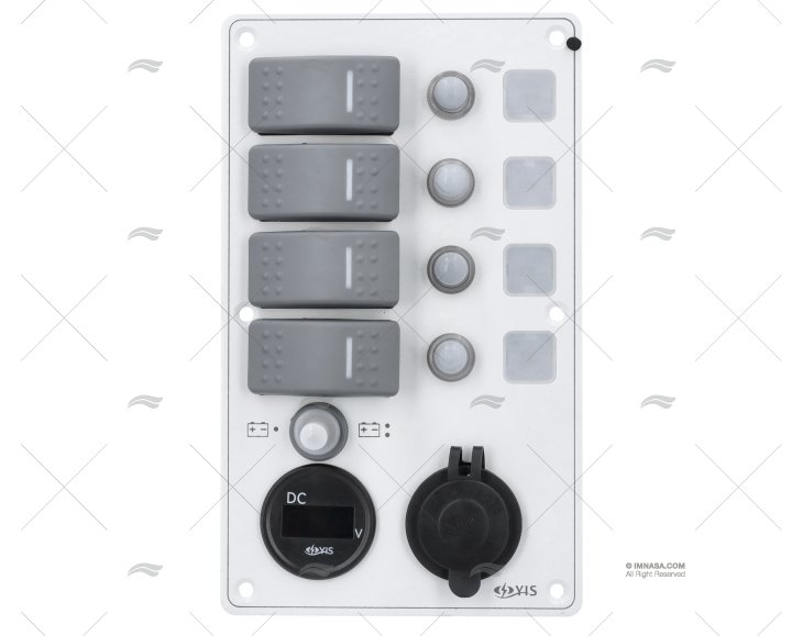PAINEL INTERRUPTOR. 4P 12/24V 114x191x75mm USB+VL