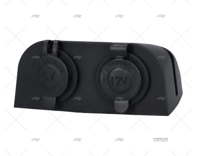 SUPORTE DUPLO TOMADAS USB PRETO
