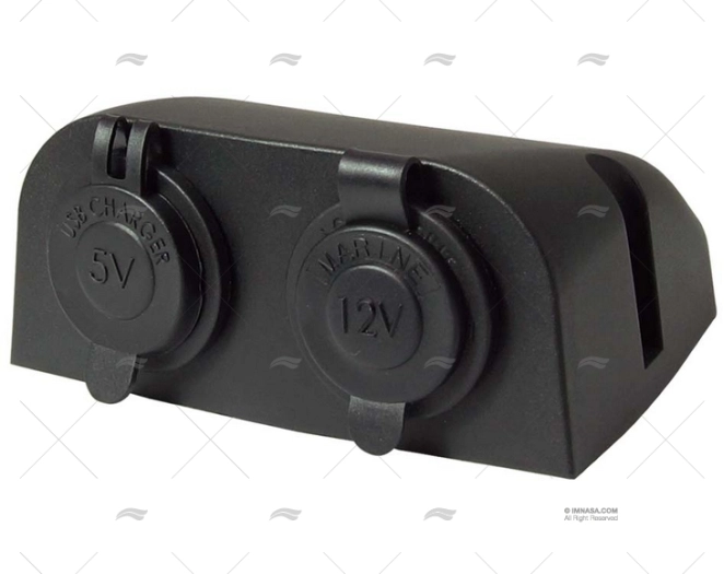 SUPPORT DOUBLE PRISE USB NOIRE