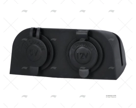 SUPPORTO DOPPIO PRESE USB NERO
