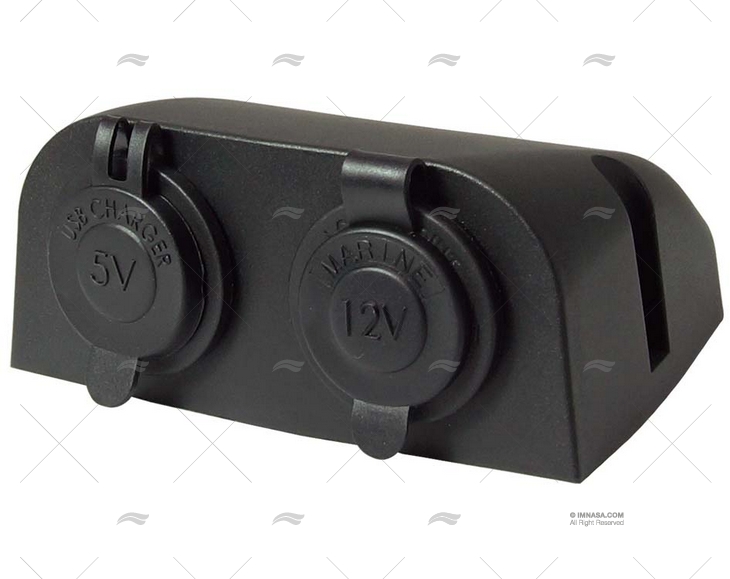 SOPORTE DOBLE TOMAS USB NEGRO