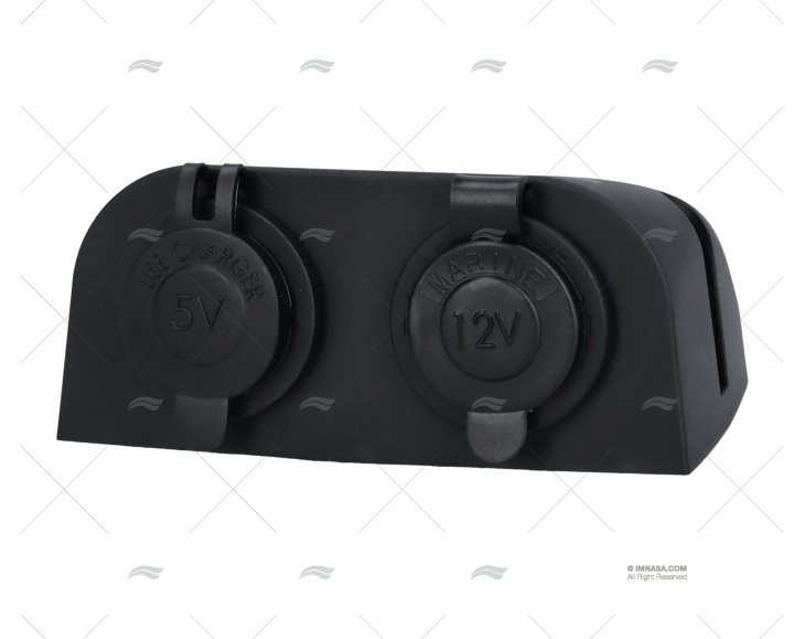 SUPORTE DUPLO TOMADAS USB PRETO