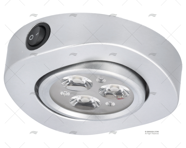 PLAFONIERA IP66 LED 12-24V 1.5W C/ INTERRUTTORE GRIGIO