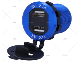 TOMA USB 12-24V 2E VOLTIMETRO ALU.AZUL