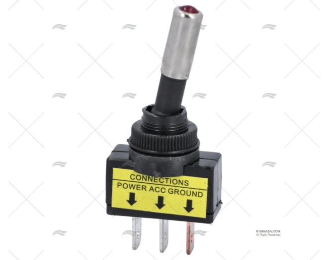 INTERRUTTORE ON-OFF 20A/12V/3PIN LUCE ROSSA