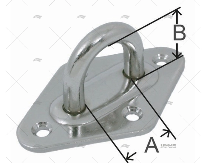 Platina Aço Inox SS 304 37x59mm MARINE TOWN