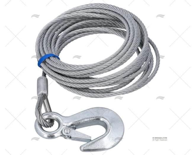 WINCH CABLE W/HOOK 6m