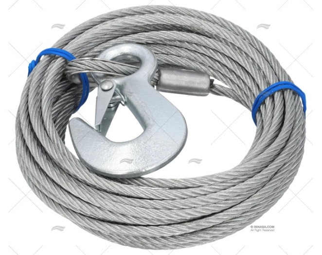 CABLE A/CROCHET POUR TREUIL 10m MARINE TOWN