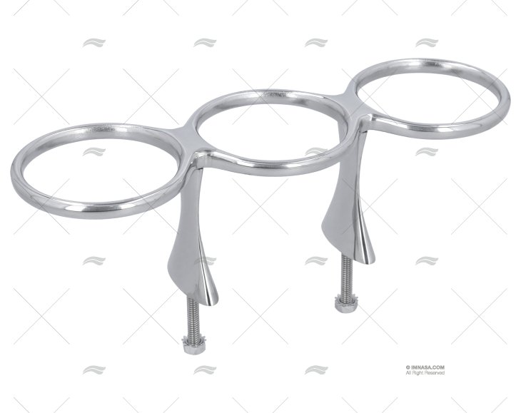 SUPPORT VERRE X 3 INOX 316 A/TIGE 82mm