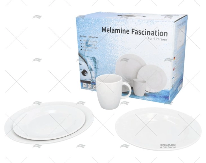 KIT DINNERWARE MELAMINE WHITE NON SLIP 1