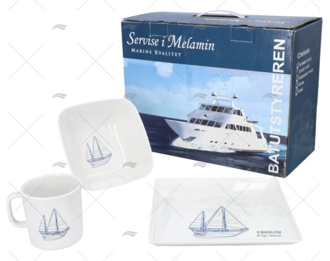 KIT VAISSELLE MELAMINE SAILING 16pcs