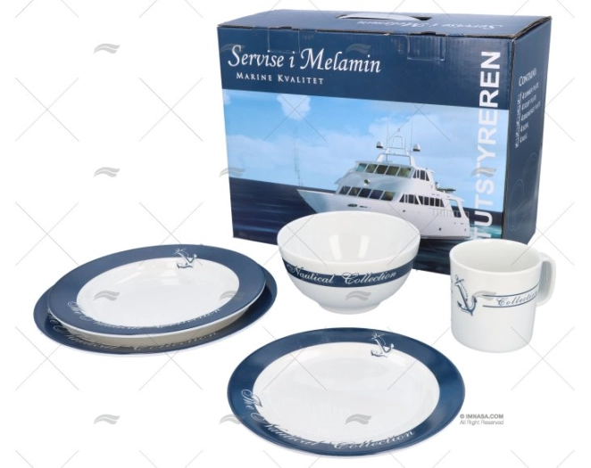 KIT DINNERWARE MELAMINE NAUTICA 20pcs