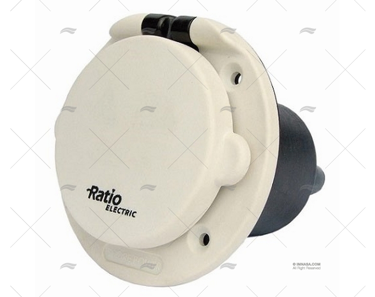 BASE SHORE POWER INLET CE PVC 16A/250V WHITE RATIO ELECTRIC