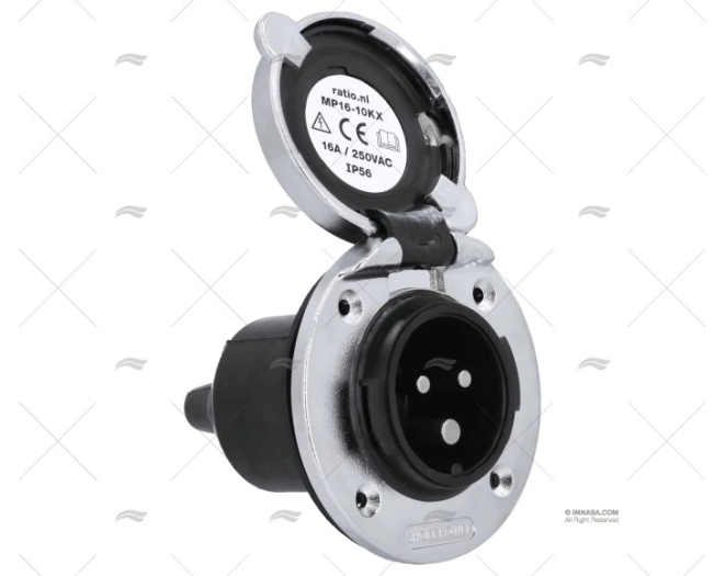 BASE TOMADA DE CAIS CE ABS CROMADA 16A/2 RATIO ELECTRIC