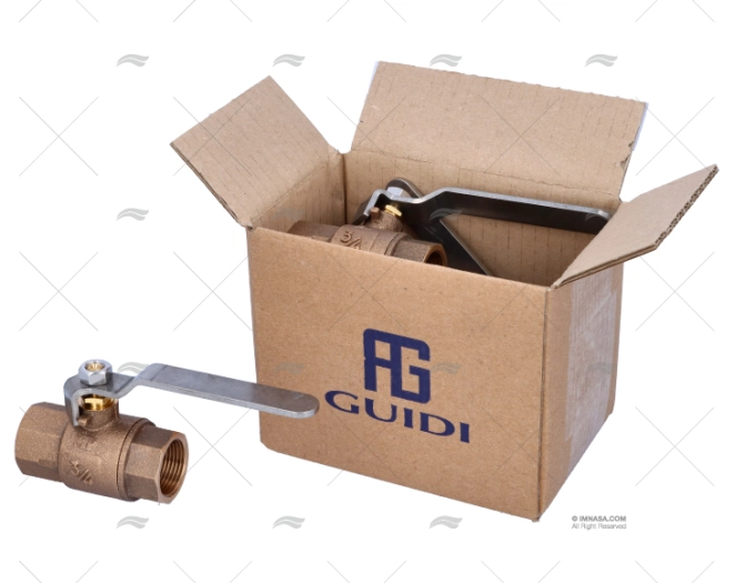 TORNEIRA BOLA BRONZE MANETE INOX 3/4" GUIDI
