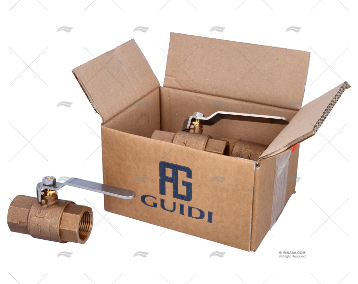 GRIFO BOLA BRONCE MANETA INOX 1" GUIDI (