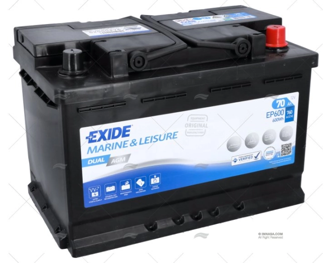 BATTERIA  70A AGM EXIDE DUAL MARINE