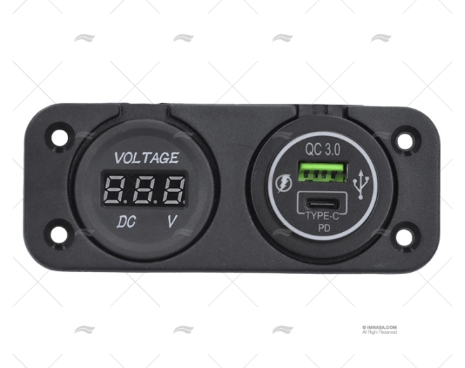 PRESA USB TIPO A/C CON VOLTMETRO