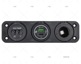 PRESA USB TIPO A/C C/VOLTMETRO E ACCENDINO