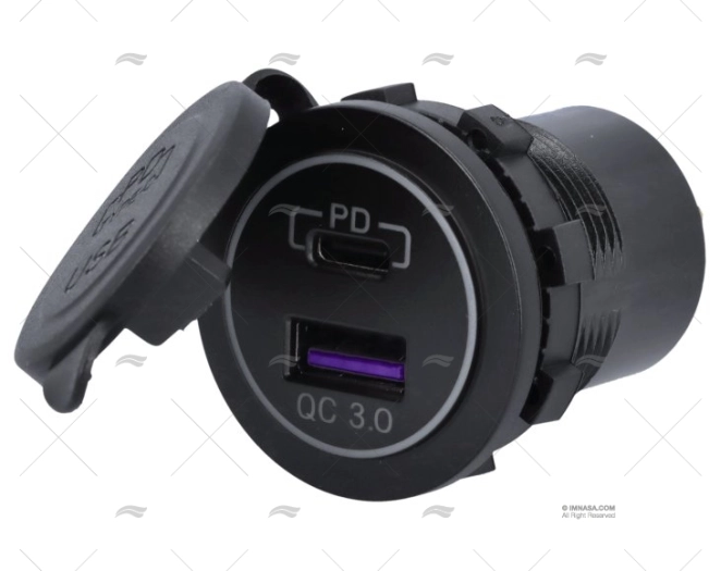 USB SOCKET TYPE A/C 2 W/LED