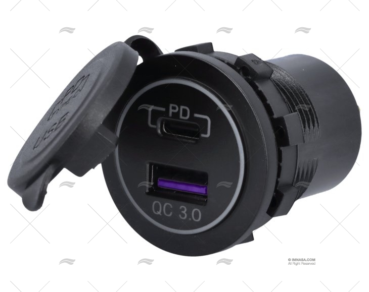 USB SOCKET TYPE A/C 2 W/LED
