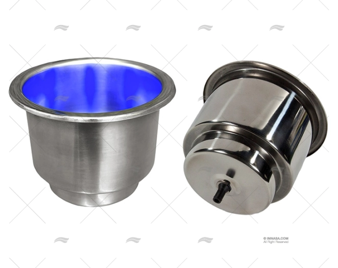 PORTA COPO INOX C/LED AZUL