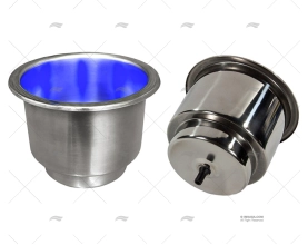 PORTA BICCHIERE INOX C/LED BLU