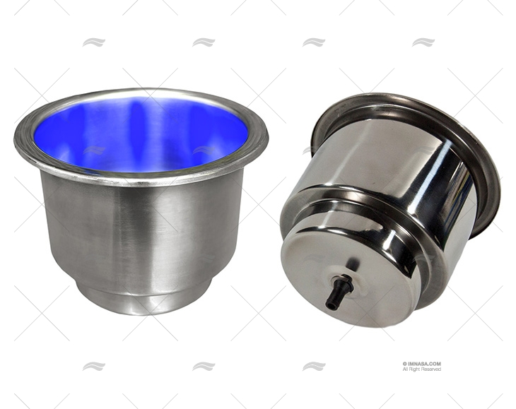 PORTA COPO INOX C/LED AZUL