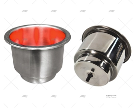 PORTA BICCHIERE INOX CON LED ROSSO