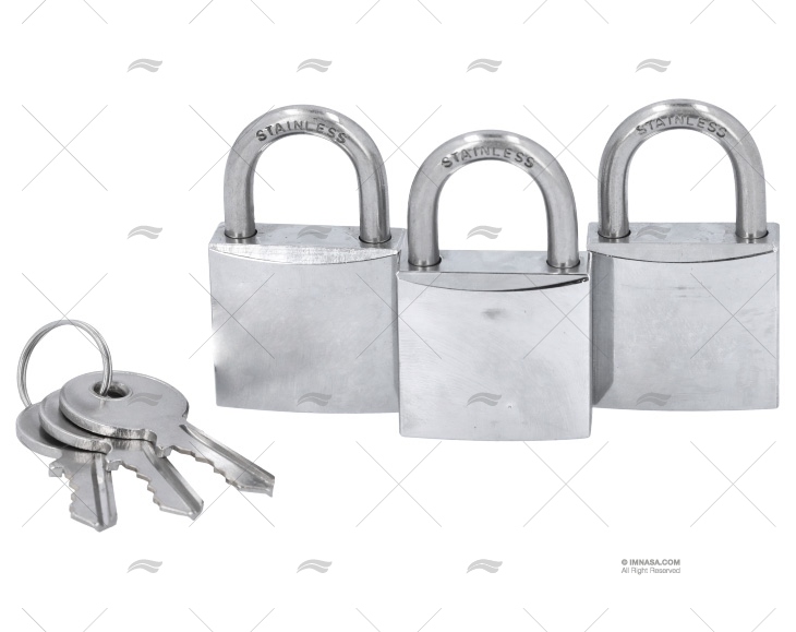 JEU DE 3 CADENAS ANSE INOX 30MM JEU DE 3 CADENAS ANSE INOX 30MM