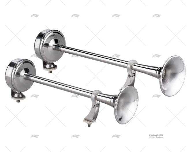 BOCINA DOBLE 12V ACUSTICA CROMADA 114DB MARCO