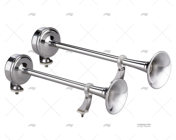 BOCINA DOBLE 12V ACUSTICA CROMADA 114DB MARCO