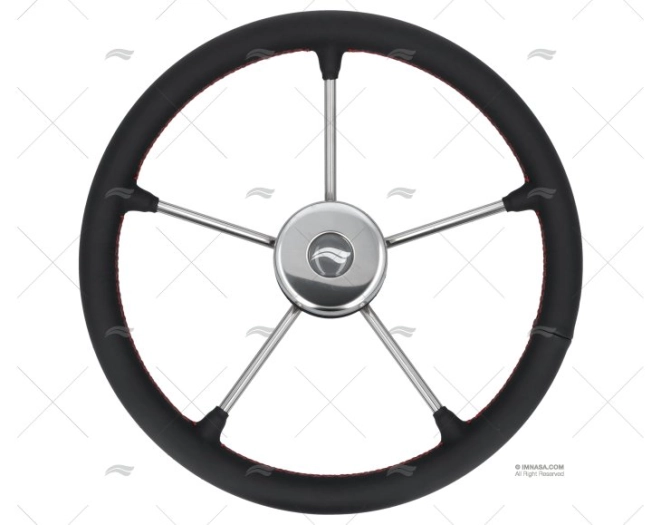 RODA 400mm COURO PRETO COSTURA VERMELHA IMNASA
