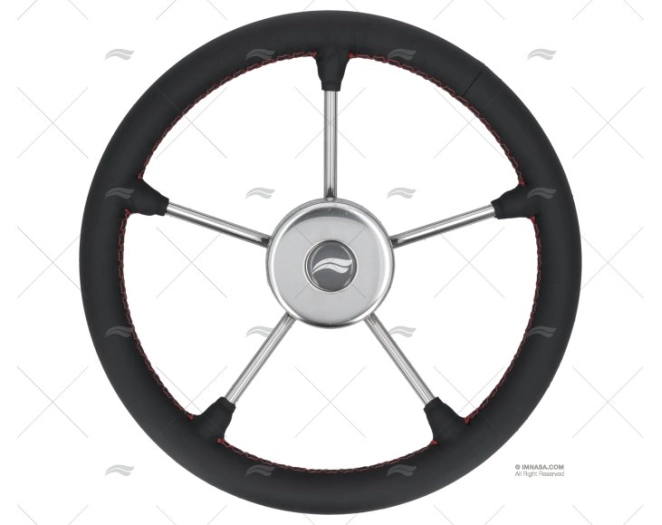 RUOTA 350mm PELLE NERA CUCITURA ROSSA IMNASA