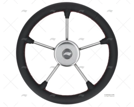 RUOTA 350mm PELLE NERA CUCITURA ROSSA IMNASA