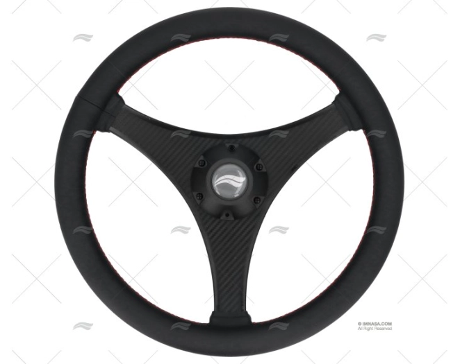 VOLANTE DE COURO 350mm. PRETO  PONTO VER IMNASA