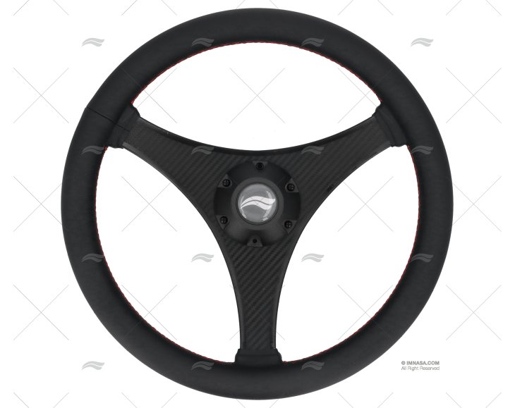 WHEEL 350mm LEATH. BLACK W/RED SEWING IMNASA
