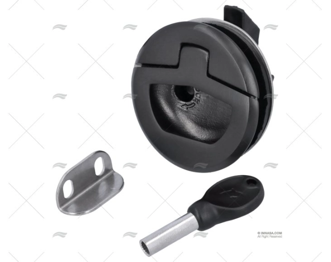 FECHO PUXADOR C/ CHAVE PRETO 51mm INOX MARINE TOWN
