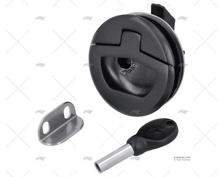 FECHO PUXADOR C/ CHAVE PRETO 51mm INOX MARINE TOWN