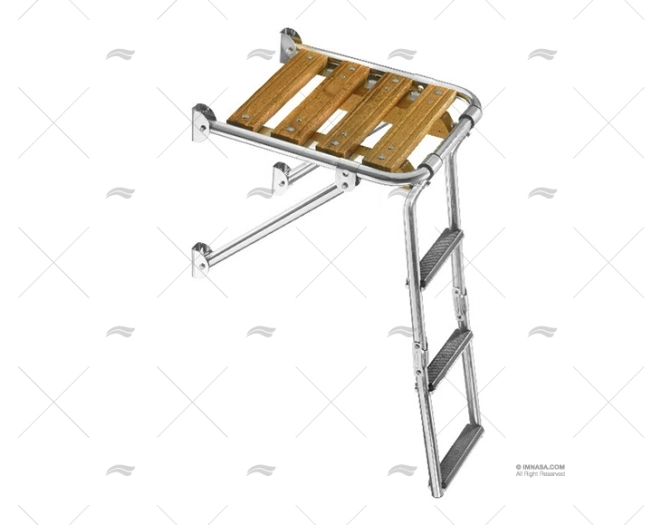 SWIM PLATFORM TEAK, FOLDING S.S. LADDER