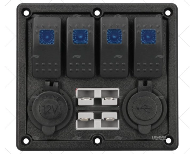 SWITCH PANEL HORIZ.x4 USB 50A 90x115mm