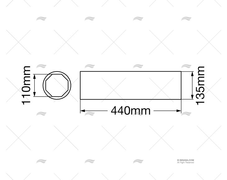 CUSCINETTO FIBRA-GOMMA 110x135x440mm CARAVEL