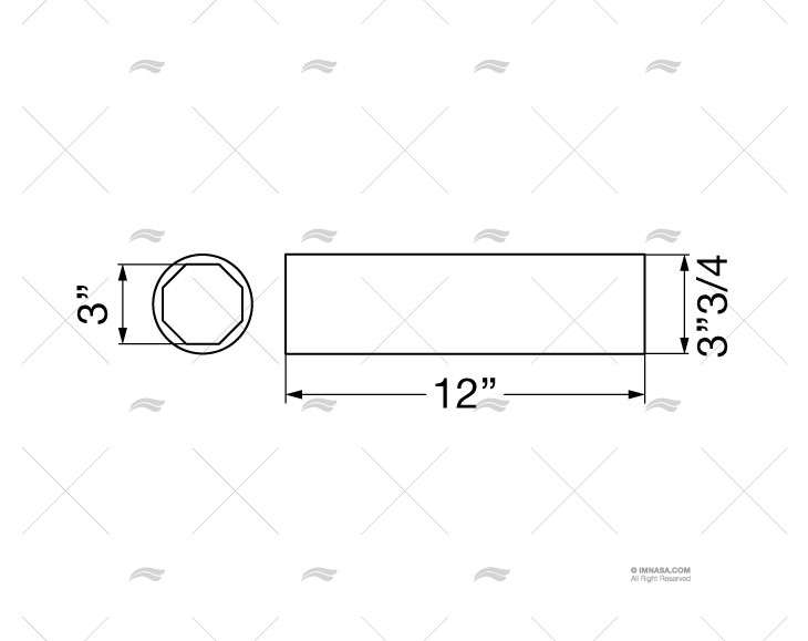 CUSCINETTO FIBRA-GOMMA 3"x3"3/4x12" CARAVEL