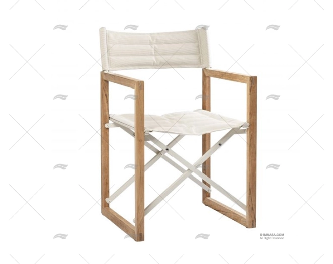 SEDIA DA REGISTA QUADRATA IN TEAK CREMA ARC MARINE