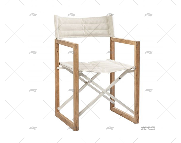 CADEIRA DIRETOR QUADRADA DE TECA CREME ARC MARINE