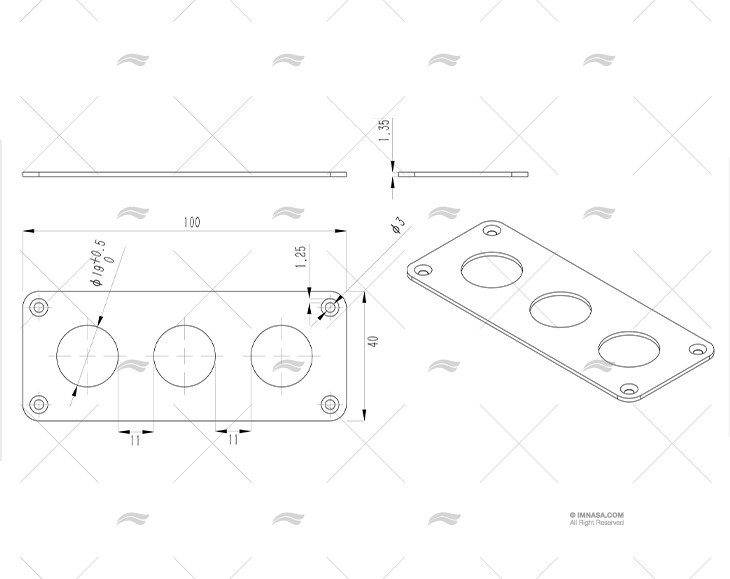 PANEL 3 SPÍNAČŮ NEREZOVÉ PROVEDENÍ