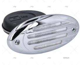 BOCINA PLANA 12V TAPA CROMADA Y BLANCA